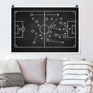 Poster Fußballstrategie auf Tafel