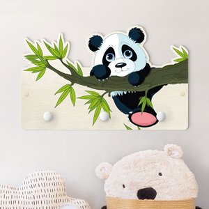 Kindergarderobe Holz Kletternder Panda