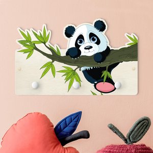 Kindergarderobe Holz Kletternder Panda