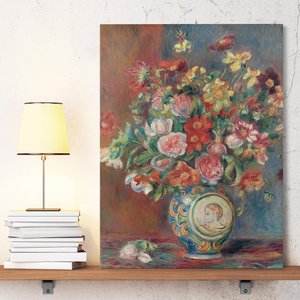 Leinwandbild Kunstdruck - Hochformat Auguste Renoir - Blumenvase
