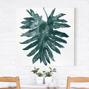 Leinwandbild Botanik - Quadrat Smaragdgrüner Philodendron Bipinnatifidum