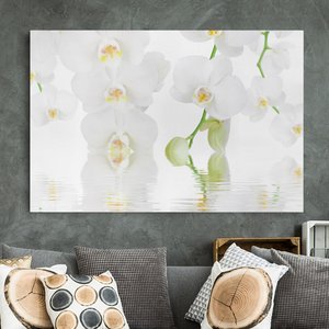 Leinwandbild Blumen - Querformat Wellness Orchidee - Weiße Orchidee