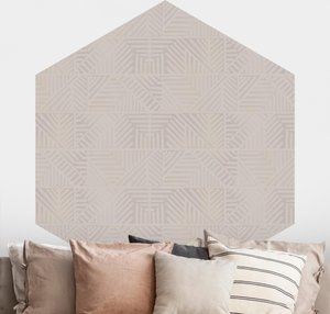 Hexagon Mustertapete selbstklebend Linienmuster Stempel in Taupe