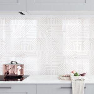 Küchenrückwand Linienmuster Stempel in Weiß II