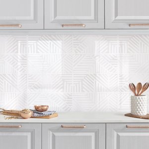 Küchenrückwand Linienmuster Stempel in Weiß