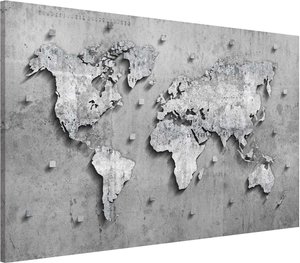 Magnettafel Beton Weltkarte