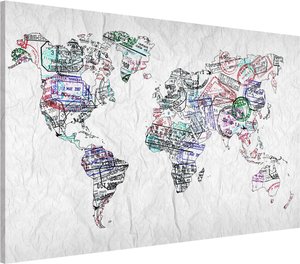 Magnettafel Reisepass Stempel Weltkarte