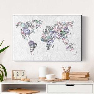 Akustik-Wechselbild Reisepass Stempel Weltkarte