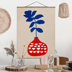 Stoffbild mit Posterleisten Rote Blumenvase