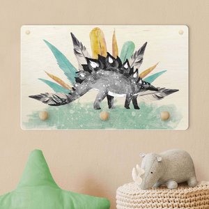 Kindergarderobe Holz Stegosaurus mit Federkrone