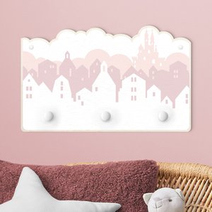 Kindergarderobe Holz Wolkenschloss in rosa