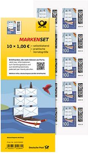 10 Deutsche Post 1,00 € Briefmarken "Briefsegler" selbstklebend