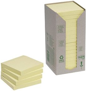 Post-it® Recycling Notes Haftnotizen Standard 654-1T gelb 16 Blöcke