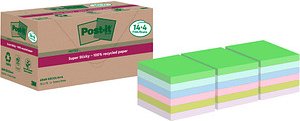 Post-it® Super Sticky Recycling Notes Haftnotizen extrastark farbsortiert 18 Blöcke