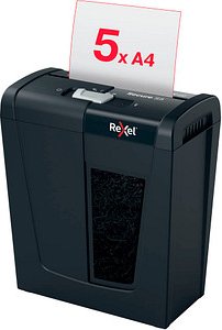 Rexel Secure S5 Aktenvernichter mit Streifenschnitt P-2, 6 mm, bis 5 Blatt, schwarz