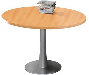 Quadrifoglio Konferenztisch buche rund, Säulenfuß silber, 120,0 x 120,0 x 74,0 cm