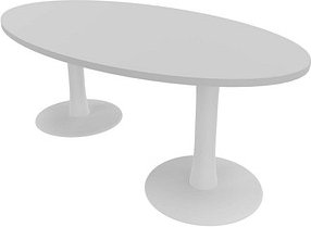 Quadrifoglio Konferenztisch Idea+ lichtgrau oval, Säulenfuß weiß, 200,0 x 110,0 x 74,0 cm