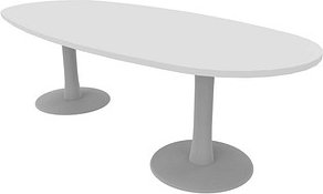 Quadrifoglio Konferenztisch Idea+ weiß oval, Säulenfuß alu, 240,0 x 110,0 x 74,0 cm