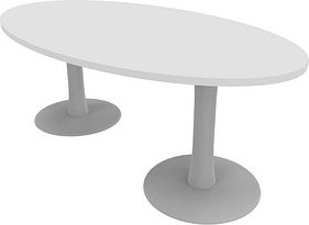 Quadrifoglio Konferenztisch Idea+ weiß oval, Säulenfuß alu, 200,0 x 110,0 x 74,0 cm