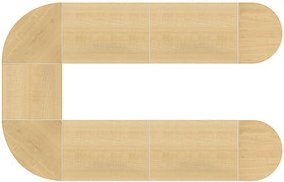 HAMMERBACHER Konferenztisch ahorn oval, Rundrohr chrom, 380,0 x 240,0 x 72,0 - 74,0 cm