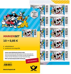 10 Deutsche Post 0,85 € Briefmarken "100 Jahre Disney" selbstklebend