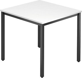HAMMERBACHER Konferenztisch VDQ08 weiß quadratisch, Vierkantrohr schwarz, 80,0 x 80,0 x 72,0 cm