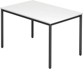 HAMMERBACHER Konferenztisch VDR12 weiß rechteckig, Rundrohr schwarz, 120,0 x 80,0 x 72,0 cm