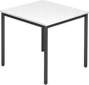HAMMERBACHER Konferenztisch VDR08 weiß quadratisch, Rundrohr schwarz, 80,0 x 80,0 x 72,0 cm