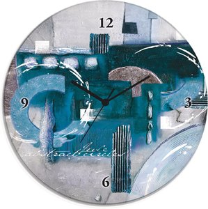 Artland Wanduhr "Glasuhr rund Abstrakte blaue Kreise", wahlweise mit Quarz- oder Funhuhrwerk, lautlos ohne Tickgeräusche