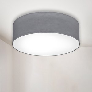 B.K.Licht LED Deckenleuchte, 1 flammig-flammig, Deckenlampe, Textil Lampenschirm, grau, E27, Schlafzimmer, Wohnzimmer