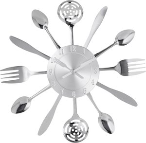 my home Wanduhr ""Cutlery"", Küchenuhr, XXL, rund, Ø 38 cm, aus Metall, Besteck