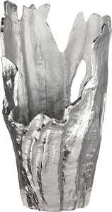 GILDE Dekovase "Vase Coralifero", (1 St.), extravagante Form, Aluminium, silberfarbene Struktur im Antik-Finish