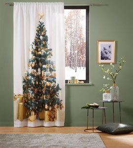 my home Vorhang "Xmas Tree W/LED", (1 St.), Blickdicht, Tannenbaum, weihnachtlich, HxB: 230x140, 15 LED-Lichter