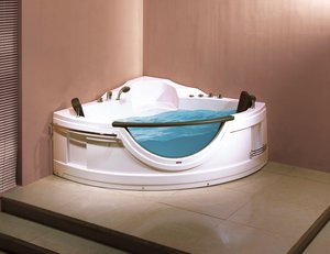 Sanotechnik Whirlpool-Badewanne "COSTA RICA", (5 tlg.), 150/150/68 cm, Eck Whirlpool mit Fenster
