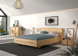 Gami Schlafzimmer-Set "Confidence", (4 St., Bett, 2x Nachttisch und Kommode), aus Kiefernholz, mit Bett, 2x Nachttisch und Kommode