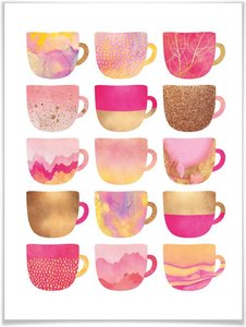 Wall-Art Poster "Kaffeetassen Pink", Geschirr & Besteck, (1 St.)