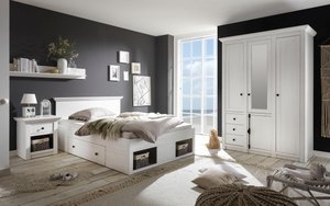 Home affaire Schlafzimmer-Set "California", (Set, 3 St.), klein, Bett 140 cm, 1 Nachttisch und 3-trg Kleiderschrank