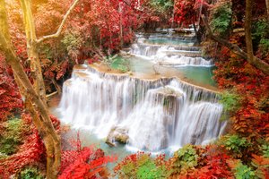Papermoon Fototapete "Huay Mae Kamin Autumn Waterfall"