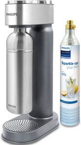 Philips Wassersprudler "Metal", & CO2-Zylinder, 1L Edelstahl-Flasche