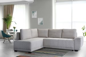 exxpo - sofa fashion Ecksofa "Elvis, L-Form", Schlaffunktion & Bettkasten, inkl. 5 Rückenkissen