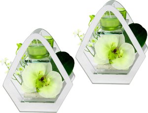 I.GE.A. Kunstpflanze "Orchidee im Glas mit Teelicht"