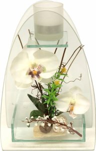 I.GE.A. Kunstpflanze "Orchidee mit Teelichthalter 23/15 cm"