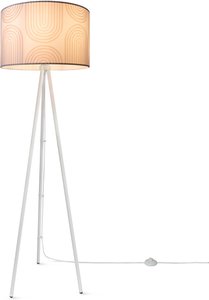 Paco Home Stehlampe "Trina Pillar", Stativ Wohnzimmer Dreibein Stehlampe Mit Stoffschirm Retro Modern
