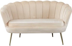 Design Sofa in Beige Samt Retro Style