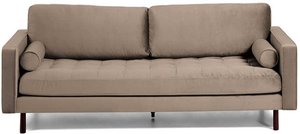 Dreisitzer Sofa in Taupe Samt und Metall