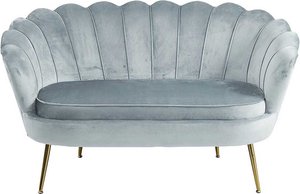 Graues Zweisitzer Sofa aus Samt Retro Look