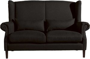 Sofa dunkelbraun Stoff im Landhausstil zwei Sitzplätzen