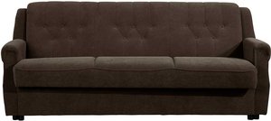 Ausklappbares Sofa braun mit Federkern Flockstoff Bezug