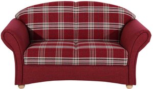 Rot kariertes Sofa mit zwei Sitzplätzen Landhausstil