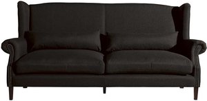 Dreisitzer Sofa dunkelbraun Stoff im Vintage Look 112 cm hoch